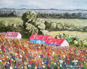 Fog and Flowers-Oil on Canvas-16"x20"-dpEtlingerArt.com