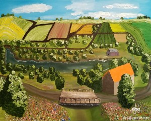 Village Bridge-Oil on Canvas-24"x30"--dpEtlingerArt.com